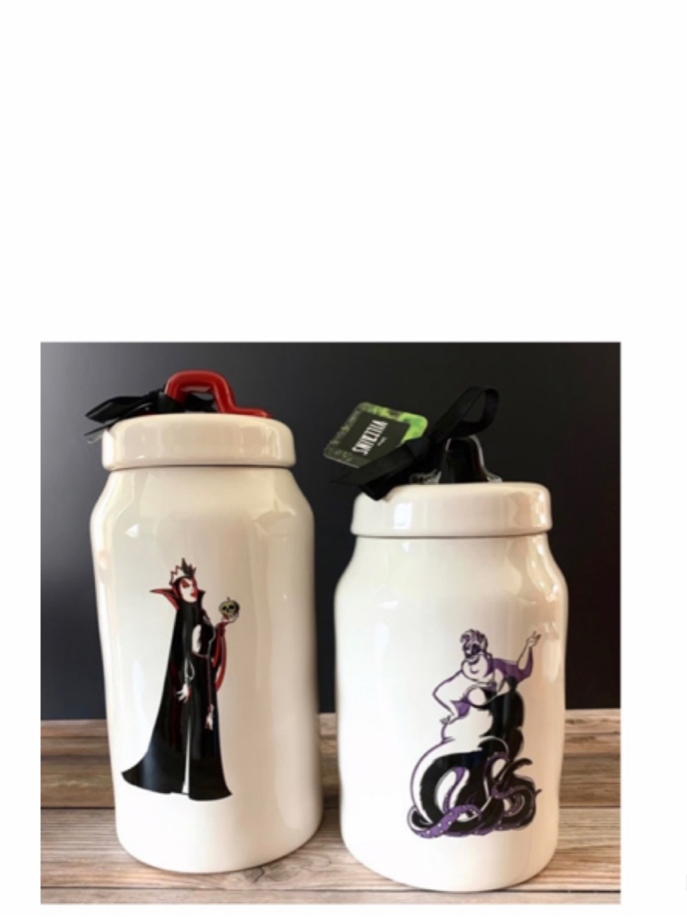 NEW Rae Dunn Disney Villains Unfortunate Souls & Poison Apple Canisters Set π
